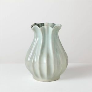 9" Pleated Ceramic Decorative Vase Blue - Hearth & Hand™ with Magnolia